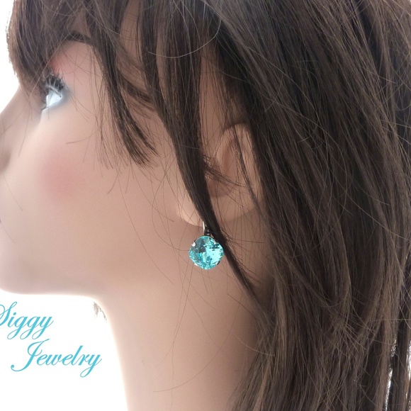 Swarovski® Crystal Light Turquoise Earrings, Drops - Picture 5 of 6